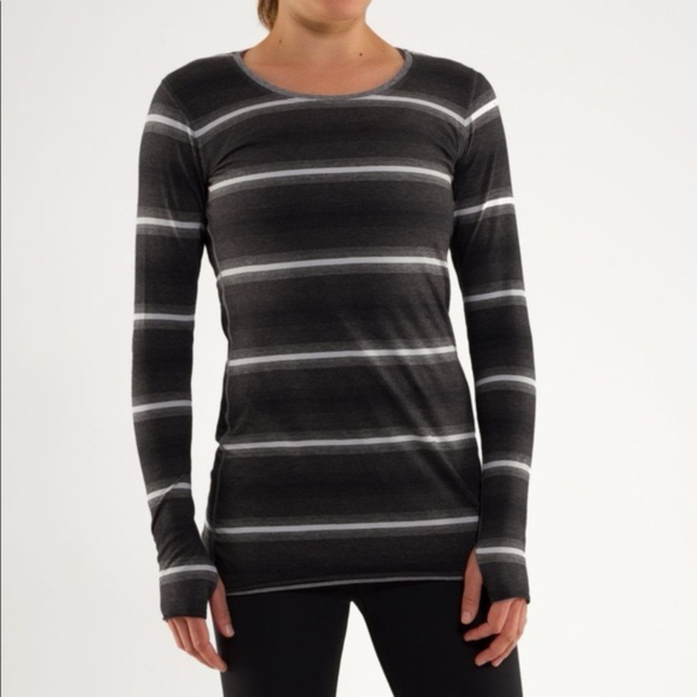 Lululemon Athletica Cabin Long Sleeve Tee ll Gray Ombré Stripes